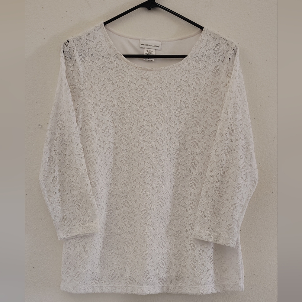 Elegant White Lace Top Size S